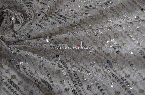 Zari and sequin work embroidery on Dyeable Georgette Fabric Dno5220RFD